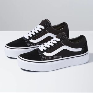 Black and White Old Skool Platform Vans Size W7